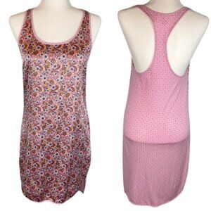 Victoria’s Secret Floral Sleepwear Tunic Racerback Pink Orange Silky Size S